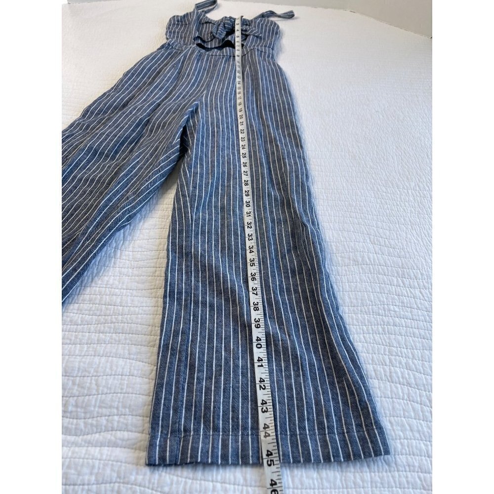 Abercrombie & Fitch Striped Jumpsuit Romper SZ S Wide Legs Linen Pockets - Picture 14 of 14